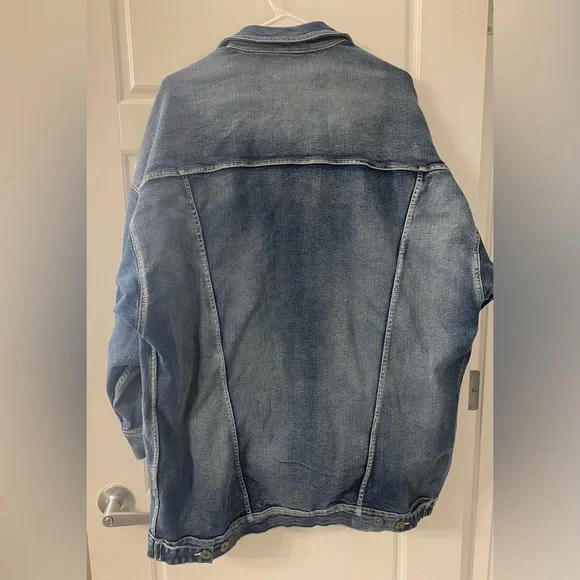 Men's Blue Denim Jacket Long XL Jeaniologie Streetwear Hip Hop - Picture 6 of 8